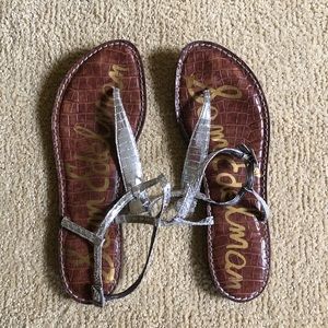 Silver thong sandals